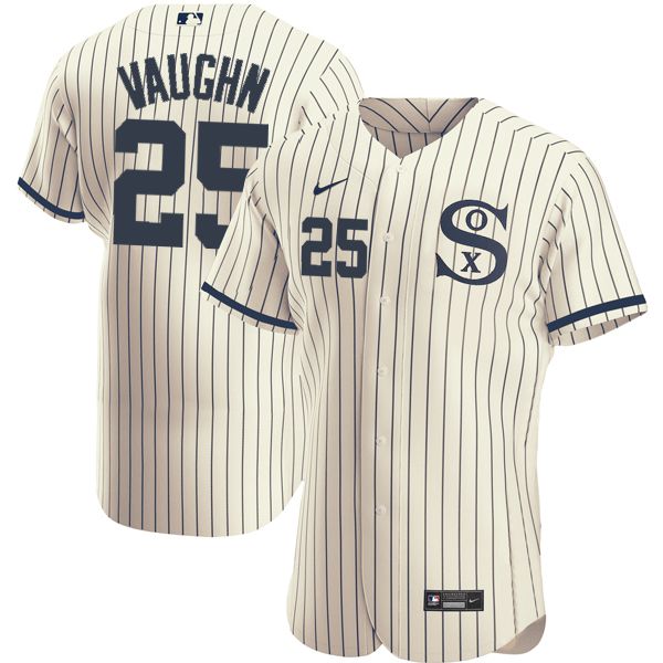 Men Chicago White Sox 25 Vaughn Cream stripe Dream version Elite Nike 2021 MLB Jerseys